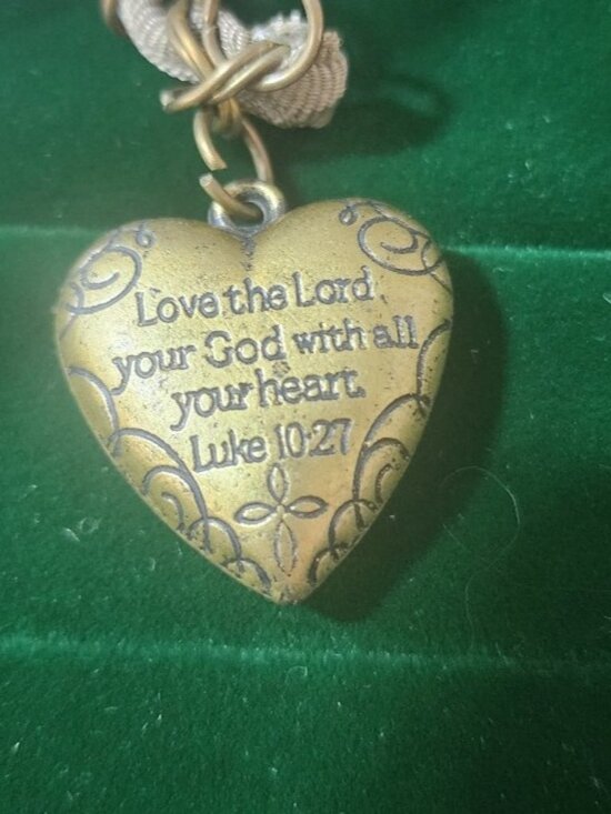 Vintage 80s Charm Necklace Key Heart Star Mixed Metal Ribbon Chain Statement - Picture 10 of 10